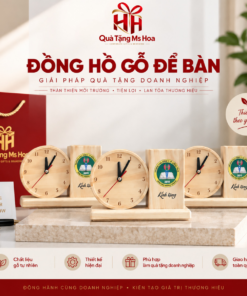 Đồng Hồ Gỗ Để Bàn in logo Doanh Nghiệp