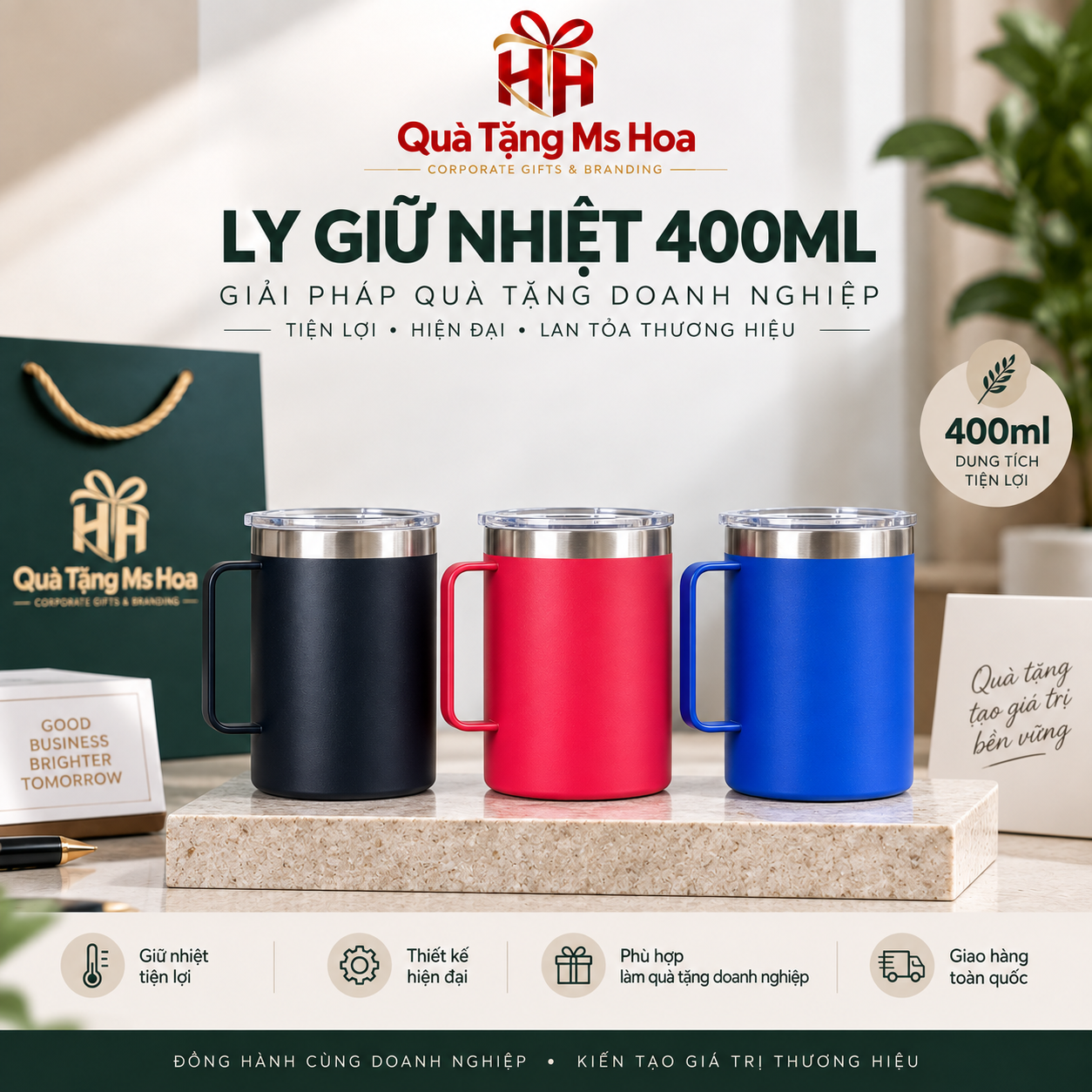 Ly Giữ Nhiệt 400ml Quà Tặng Ms Hoa